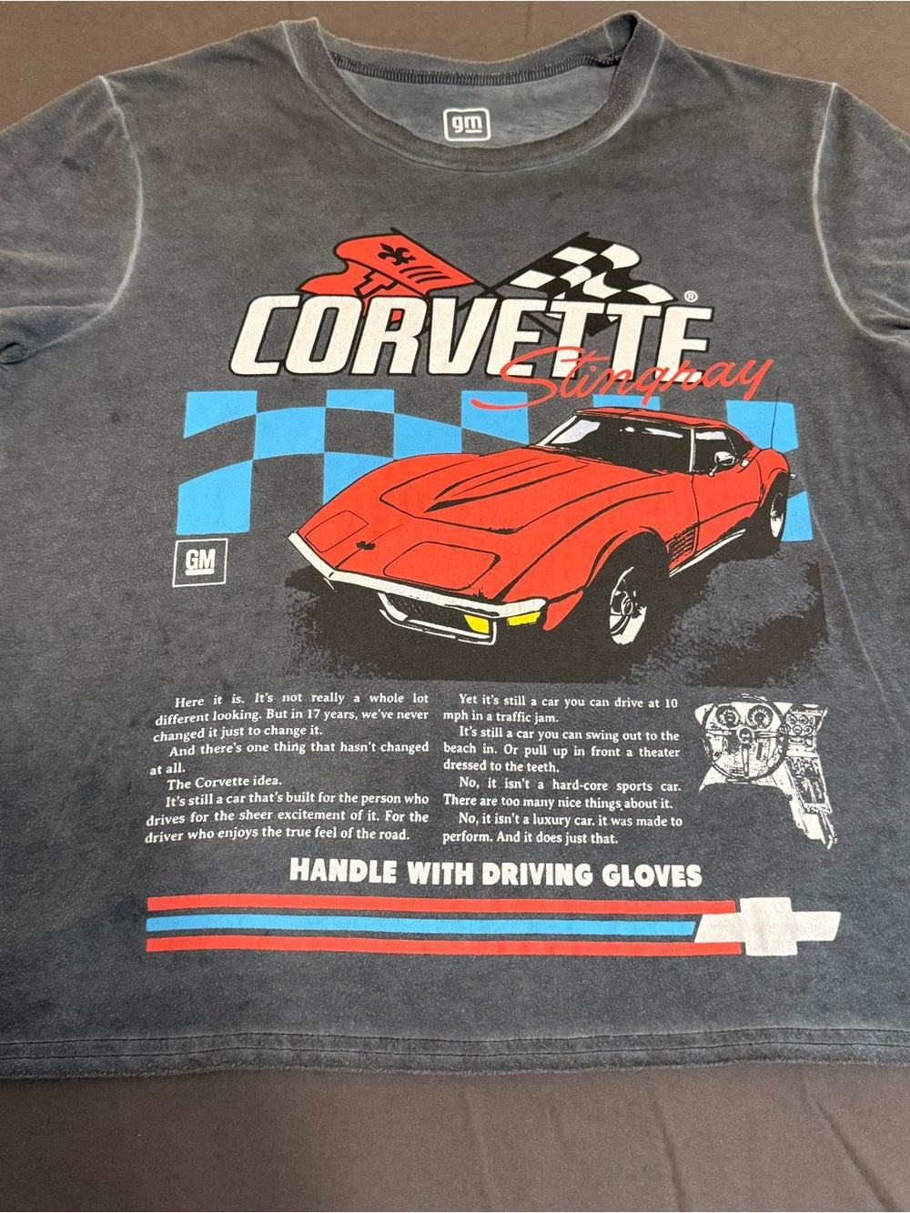 GM Corvette Stingray Kids Graphic Tee - Charcoal with Red Car